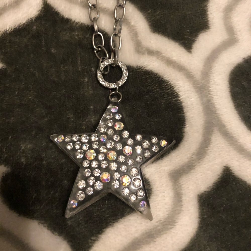 Costume jewelry lucite Star with iridescent stones